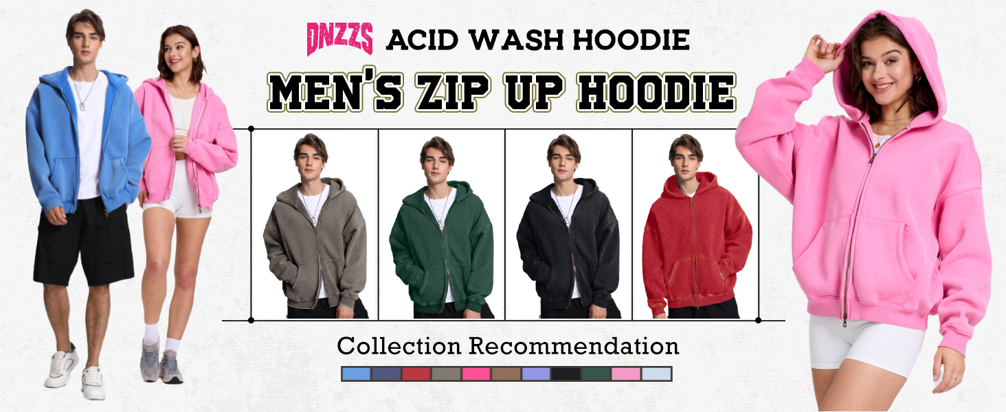 Amazon.com: Dnzzs Mens Zip Up Hoodie Oversized Acid Wash Hoodie