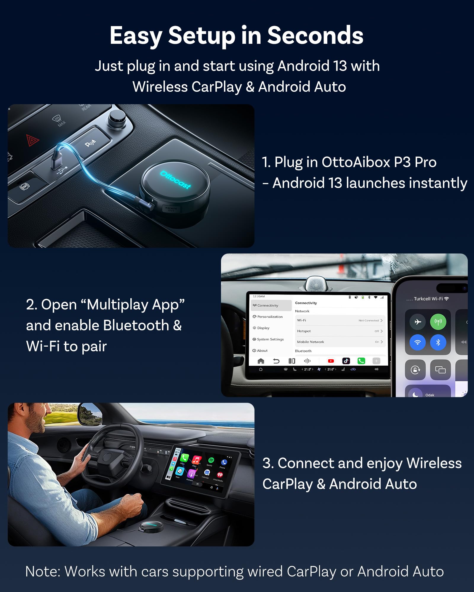 Amazon.com: OTTOCAST P3 Pro AI Box – Wireless CarPlay & Android