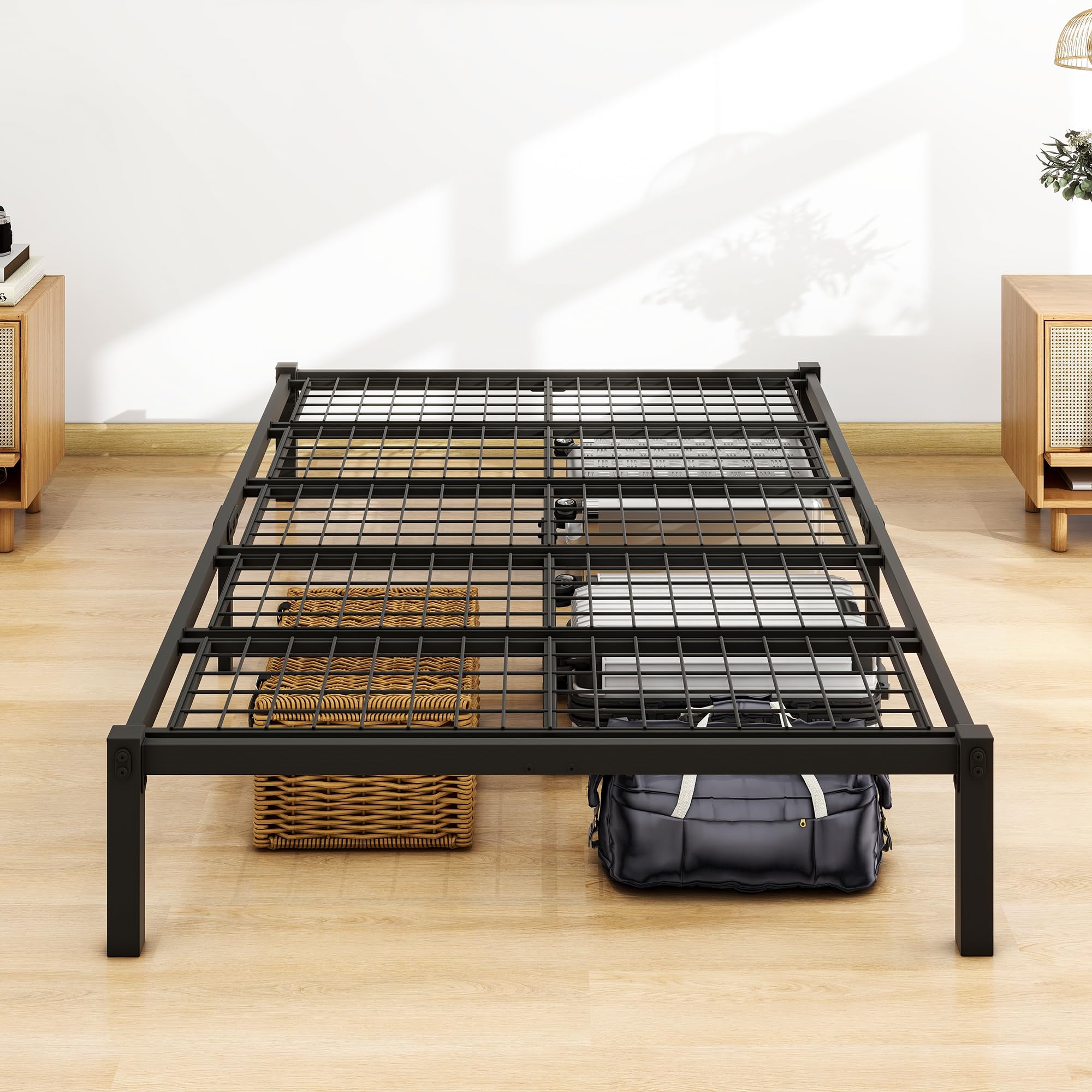 Amazon｜VERFARM メタル ベッドフレーム セミダブル 頑丈な金属製