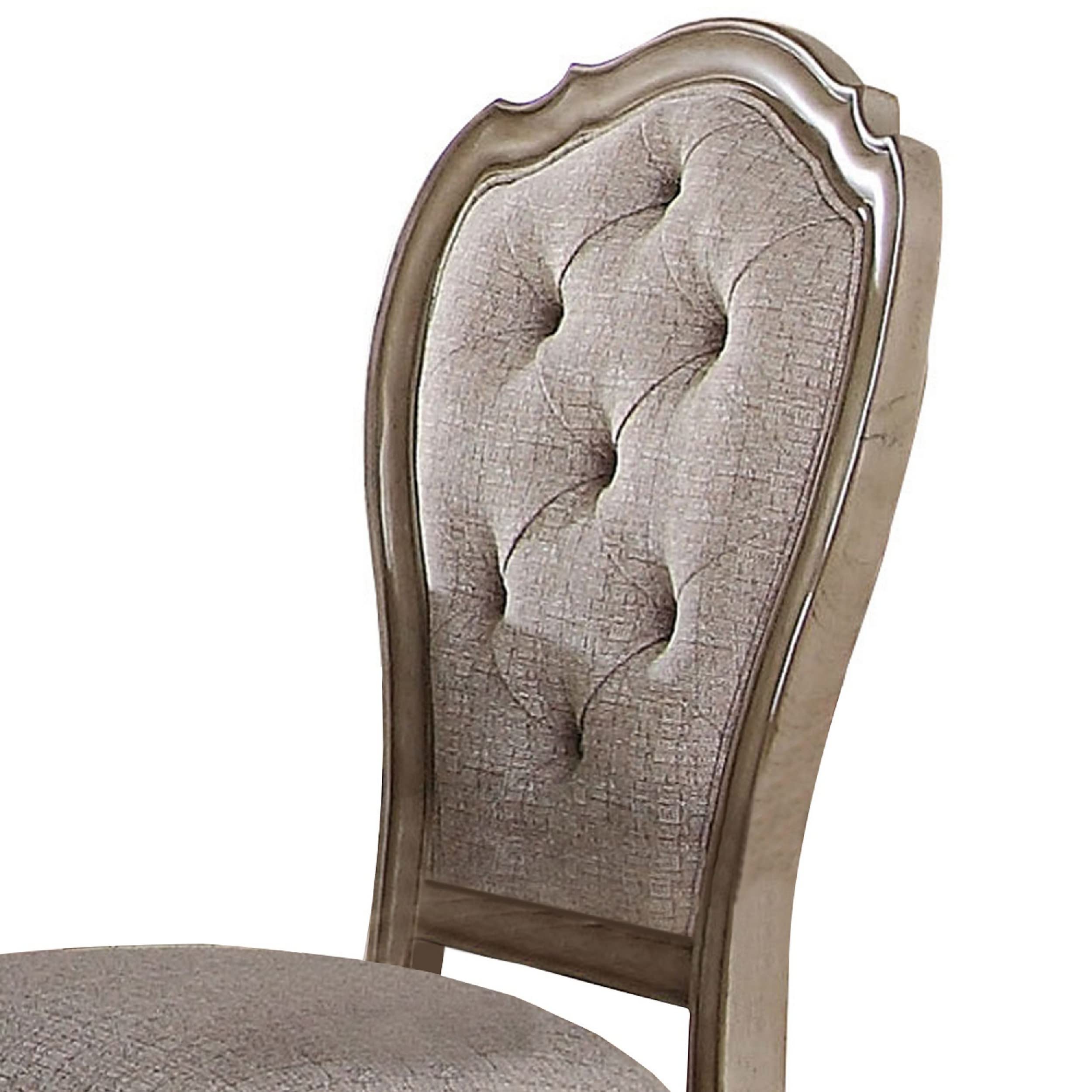 Amazon.com - ACME Furniture Dining Chair, Beige Fabric & Antique