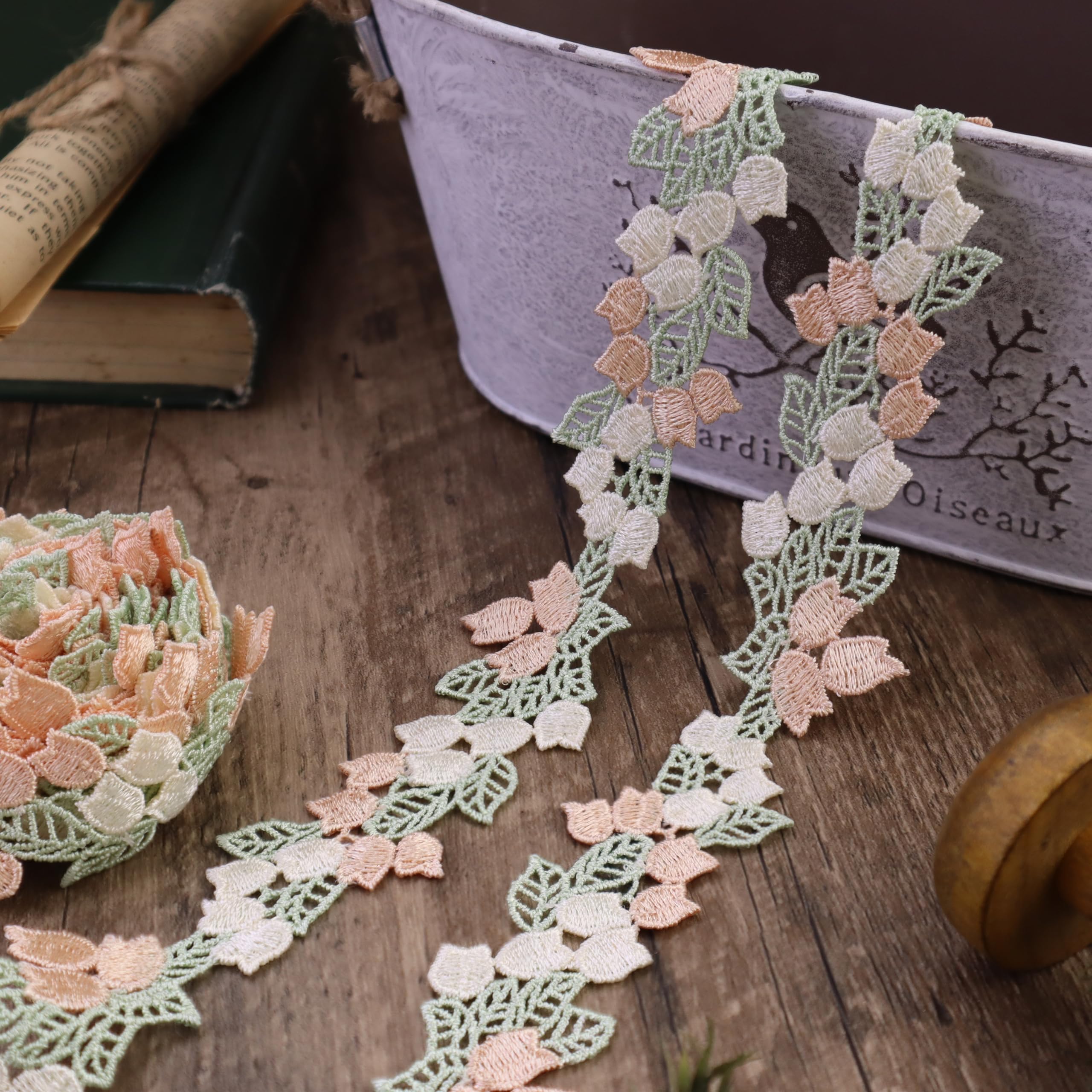 Amazon.com: Flower Embroidered Applique Lace Trim Ribbon Tulip