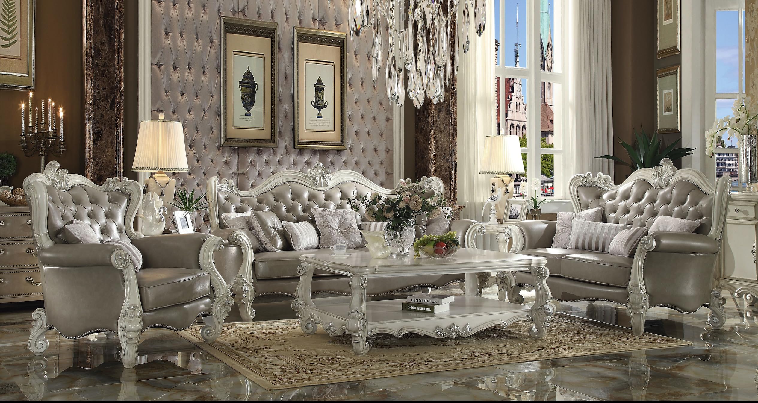 Amazon.com: Acme 4-Piece Living Room Set Include Sofa w/ 7 Pillows