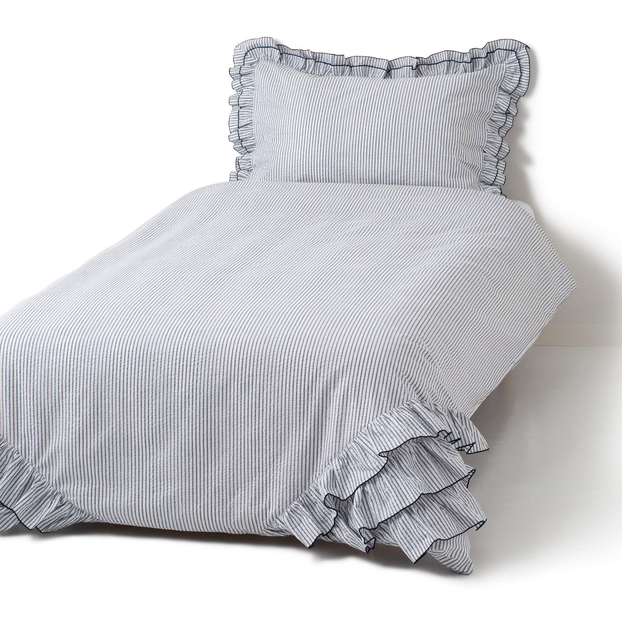 Amazon｜フランフラン ルース 掛け布団カバー シングル ネイビー｜掛け