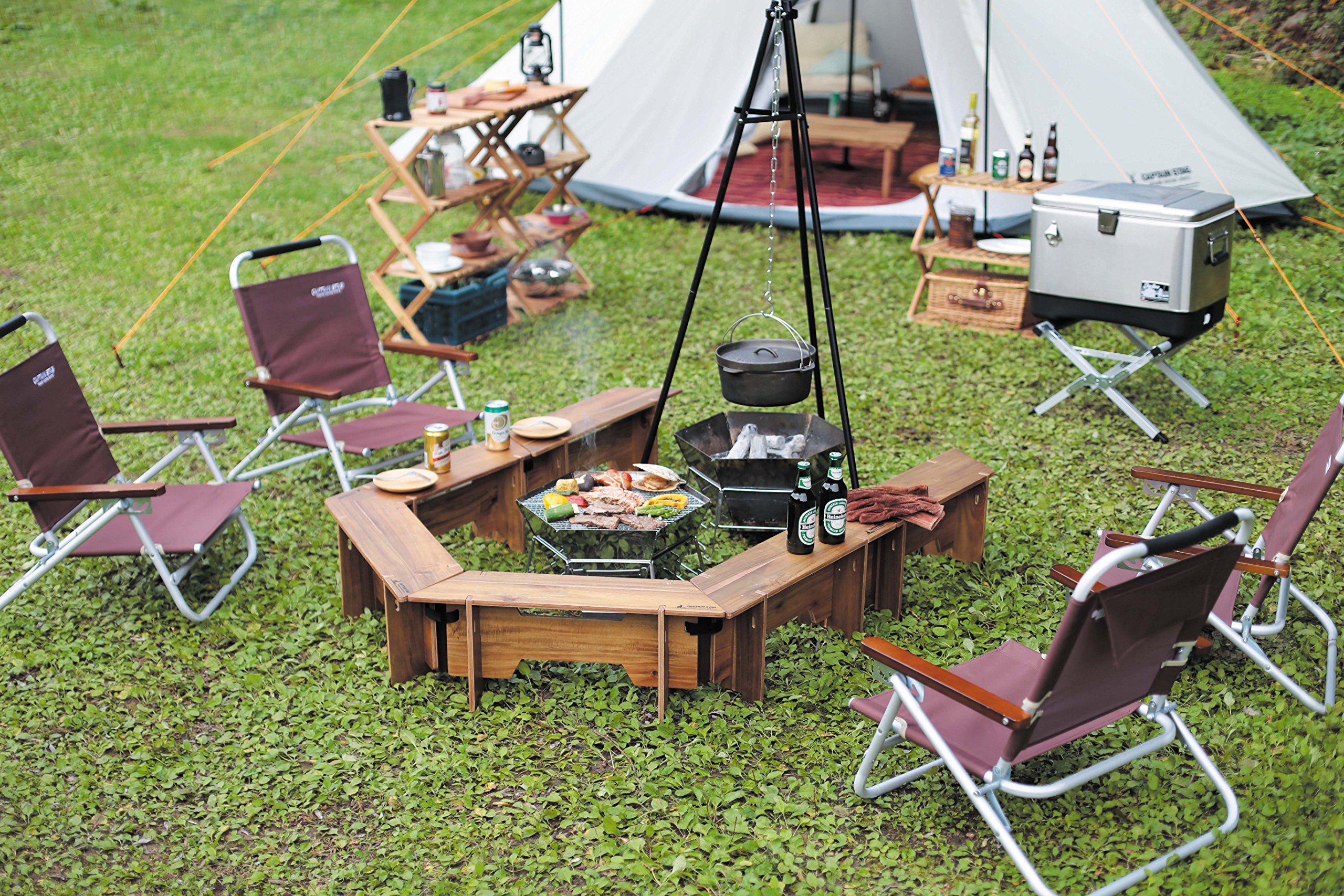 Amazon | キャプテンスタッグ(CAPTAIN STAG) テーブル ヘキサグリル