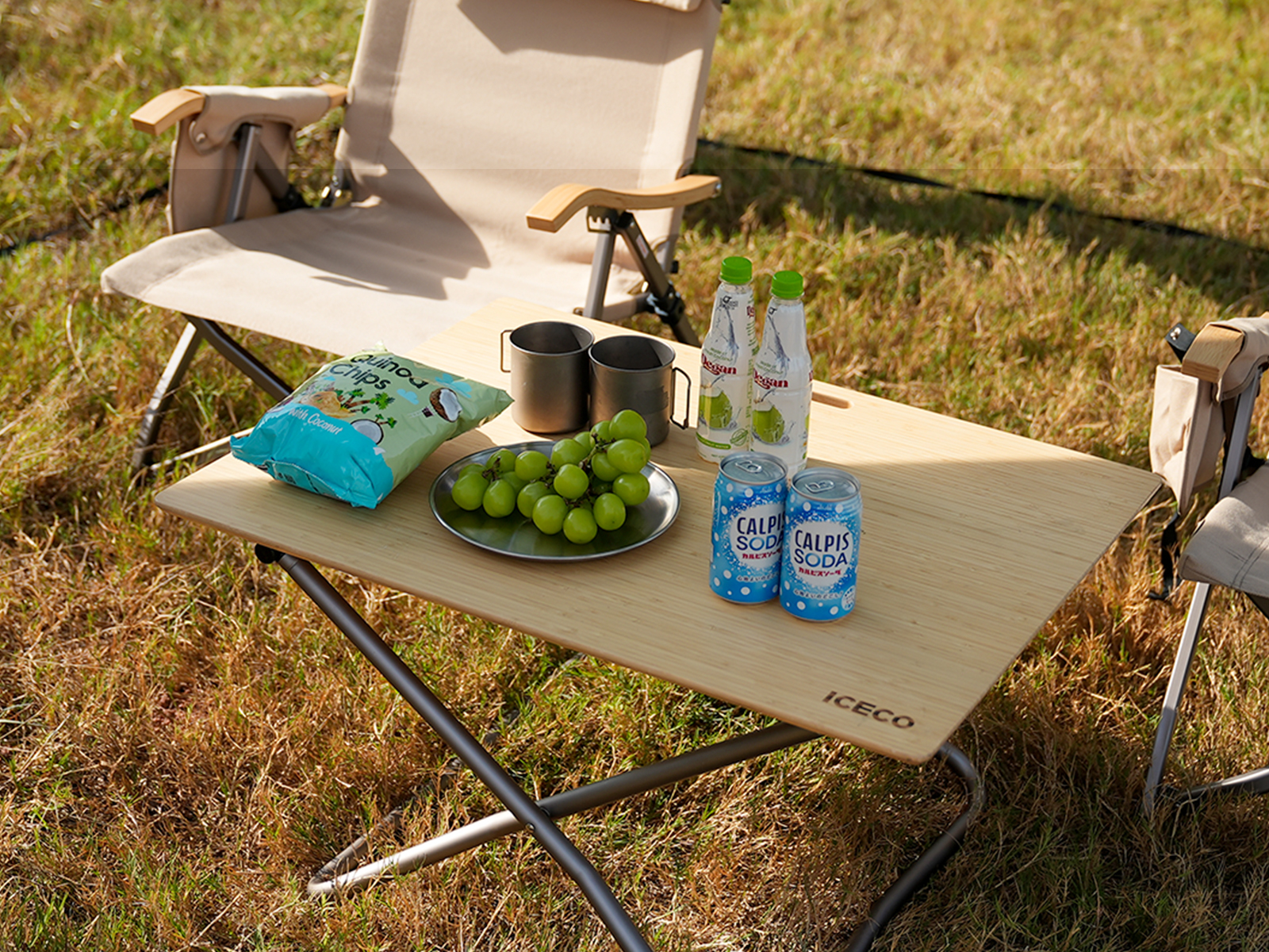 Amazon.co.jp: ICECO アウトドア テーブル 竹製 アルミ合金フレーム 耐