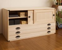 Amazon | 桐タンス引戸＋引出3杯 桐天然木 日本製 HI-0026 | ナサ流通