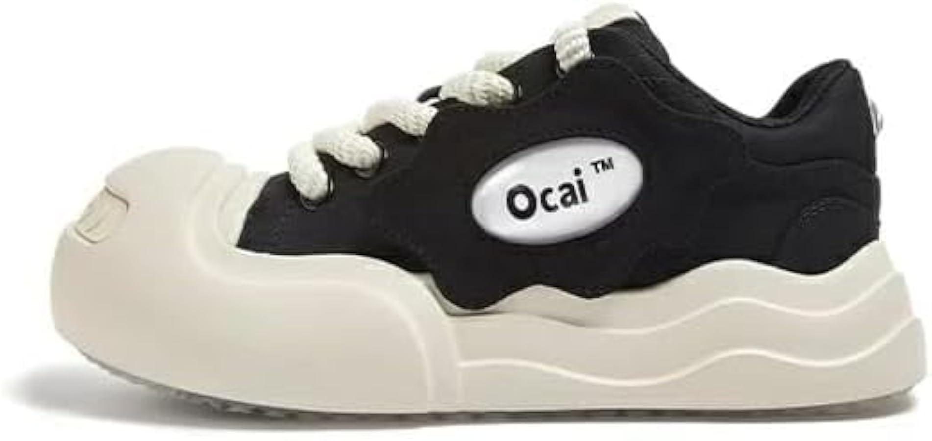 Amazon | Ocai スマイル キャンバス スニーカー 厚底 ブラック