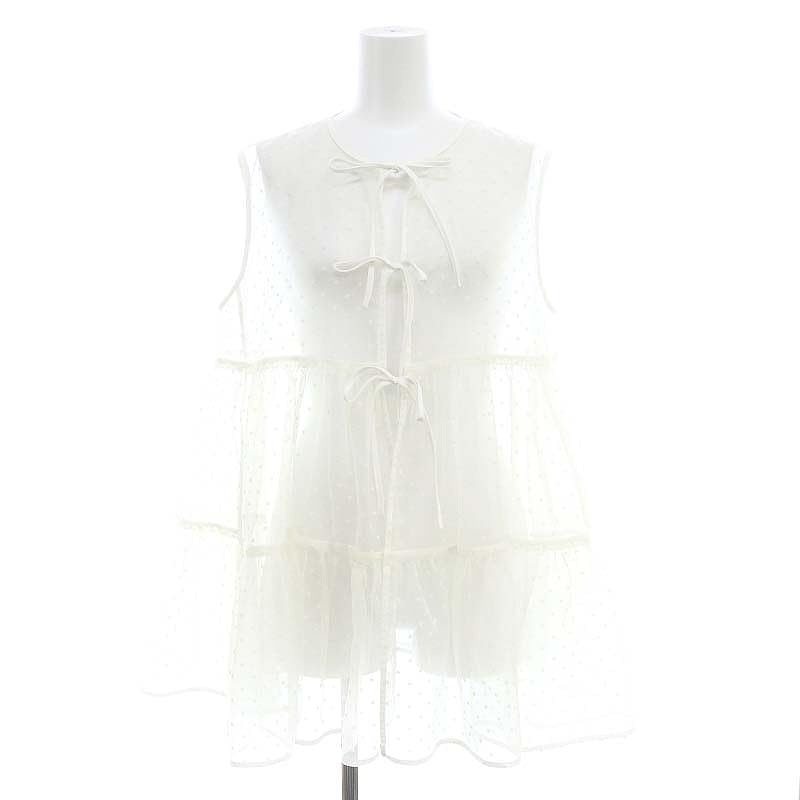 Amazon.co.jp: ヨリ yori ドットフロッキーティアードジレ シアー F 白