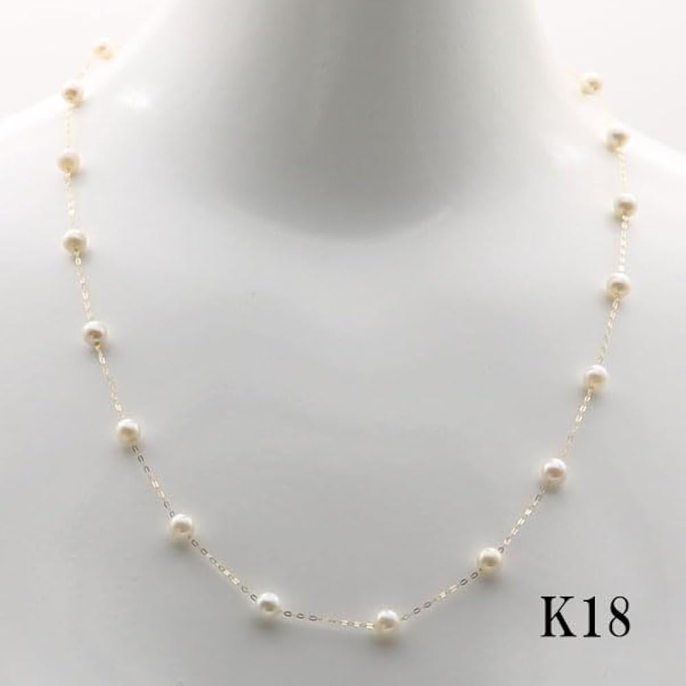 Amazon | 真珠 パール ネックレス K18 あこや真珠 パールネックレス