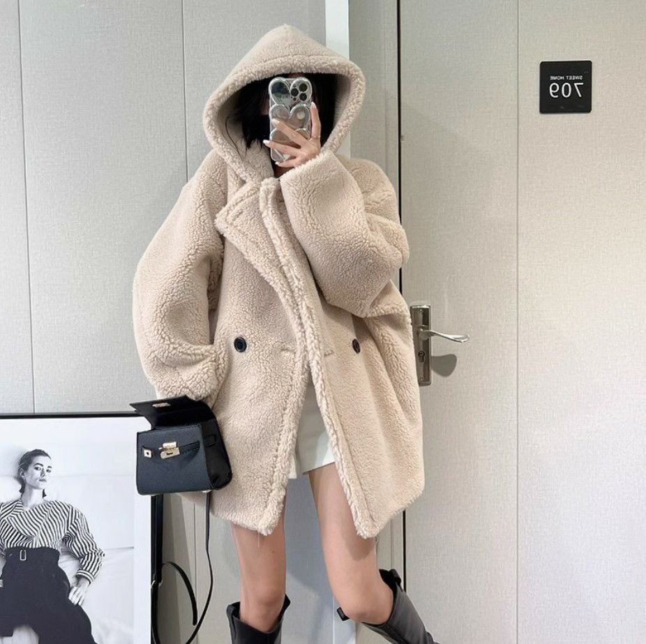 予約 4color ベアムートン フード付き ショート コート | LiLiRena