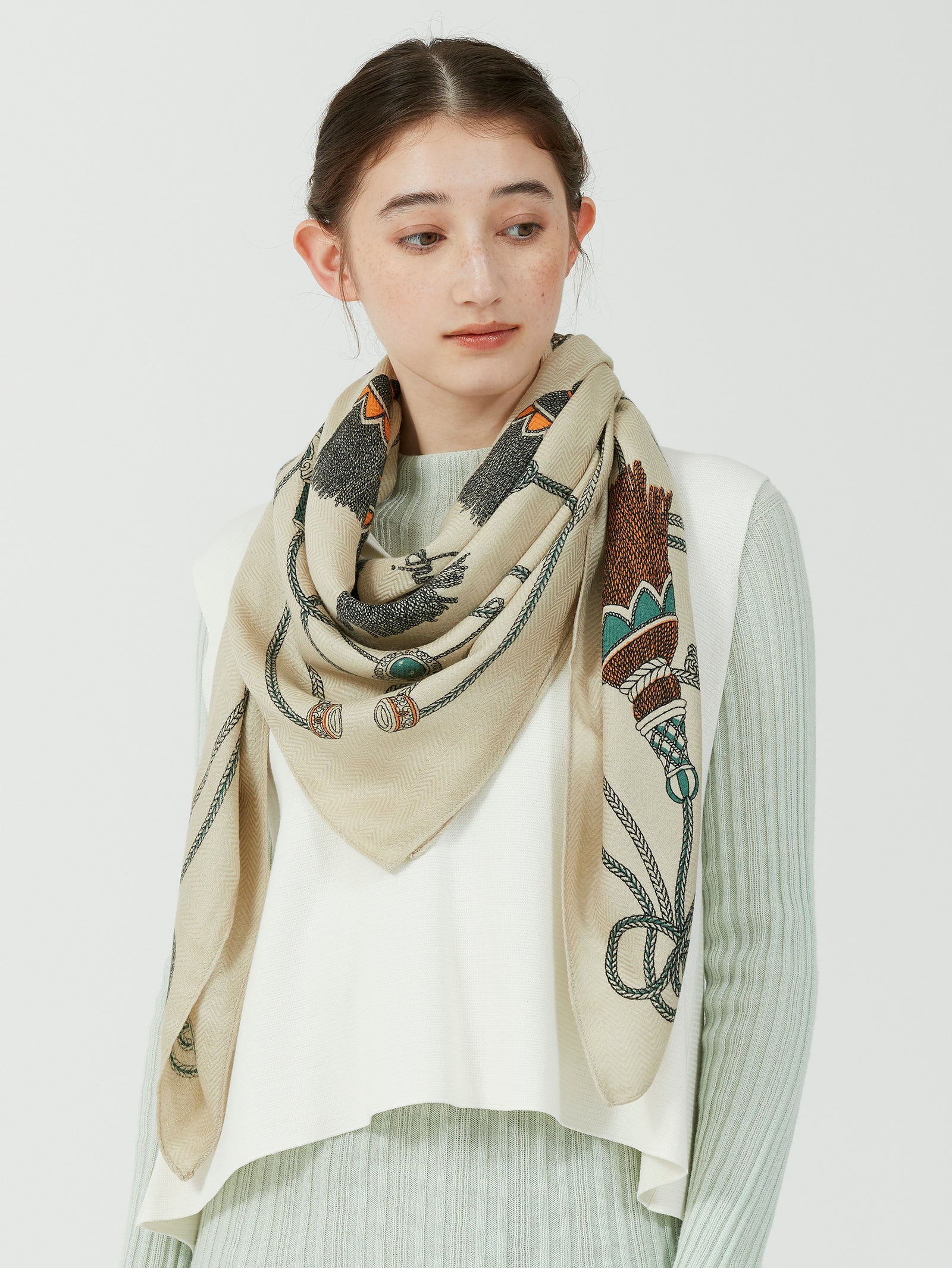 ウールシルクストールヘリンボーン織120＞ブレードタッセル – manipuri