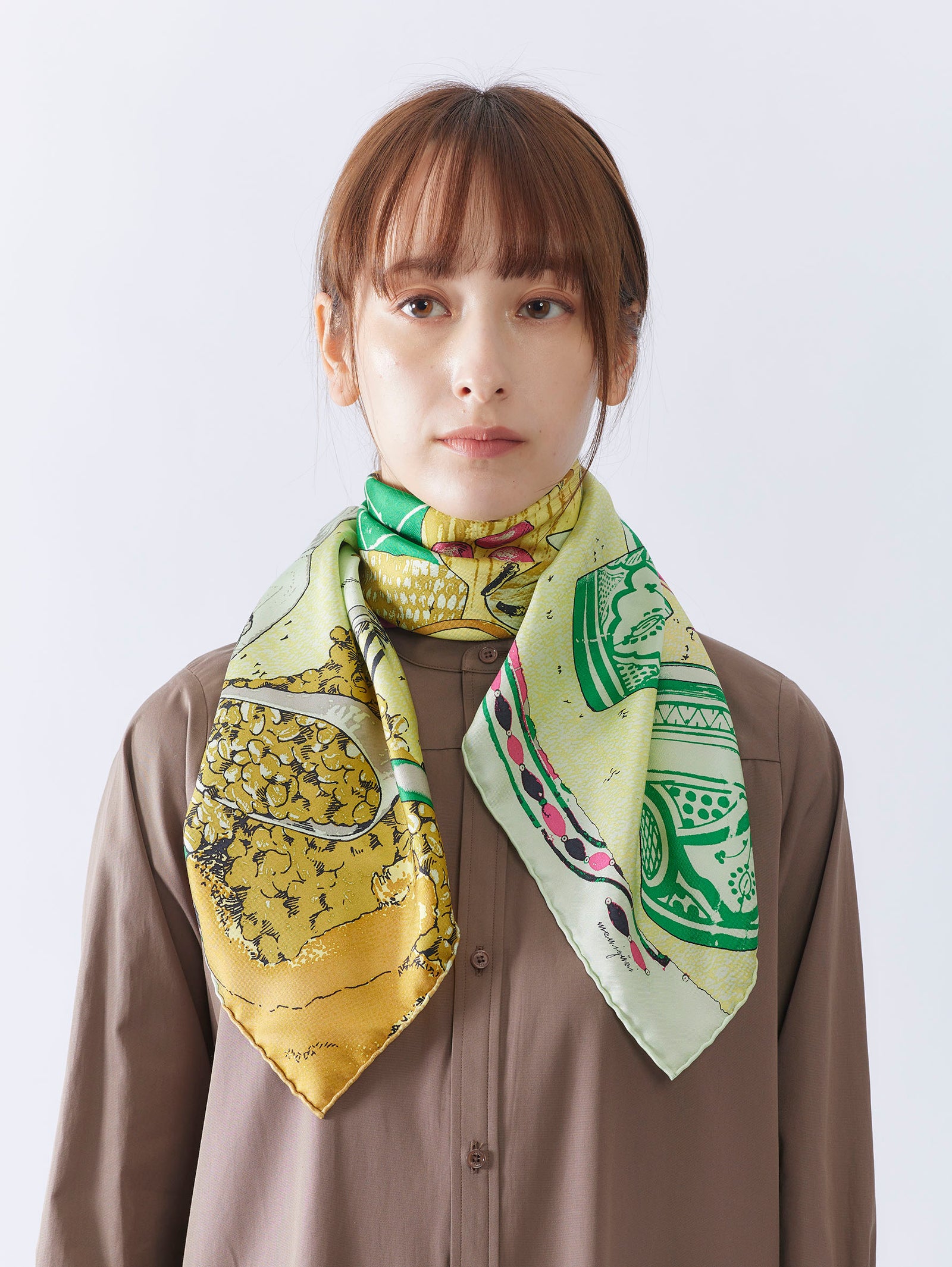 シルクスカーフ88＞コーヒー柄 – manipuri