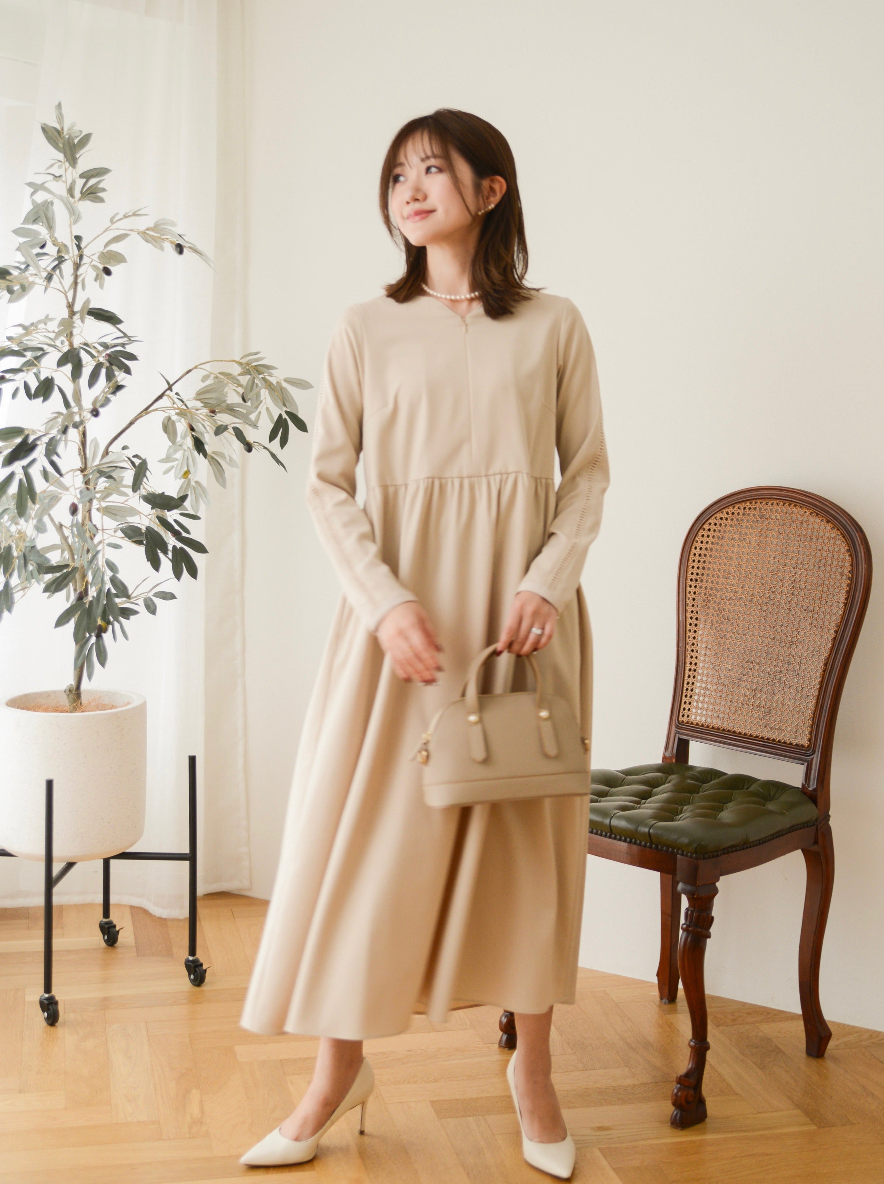 ハシゴレーススリーブギャザードレス – Maison Echelle