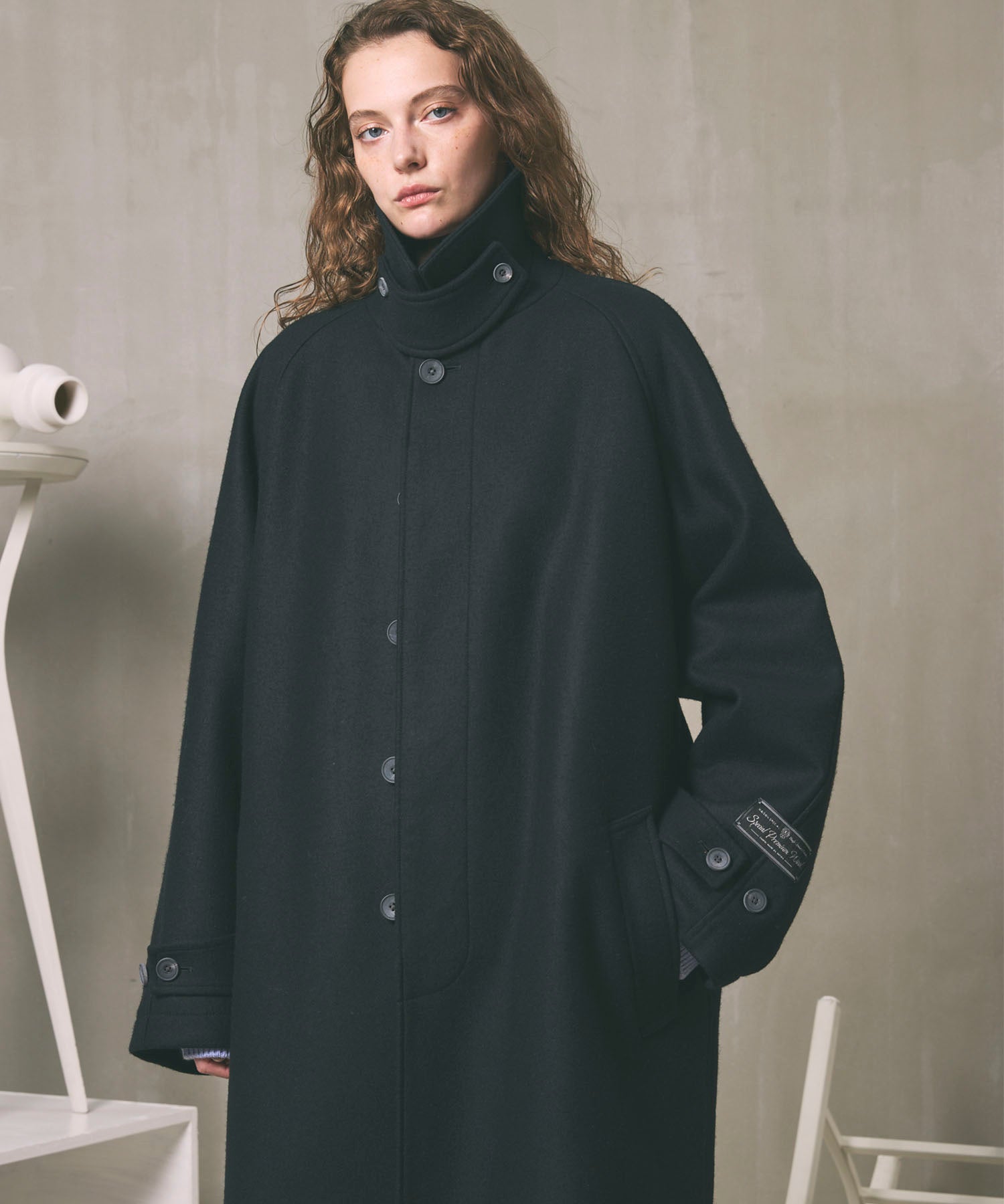 Super140s Prime-Over Melton Balmachan Coat Super140s Prime-Over