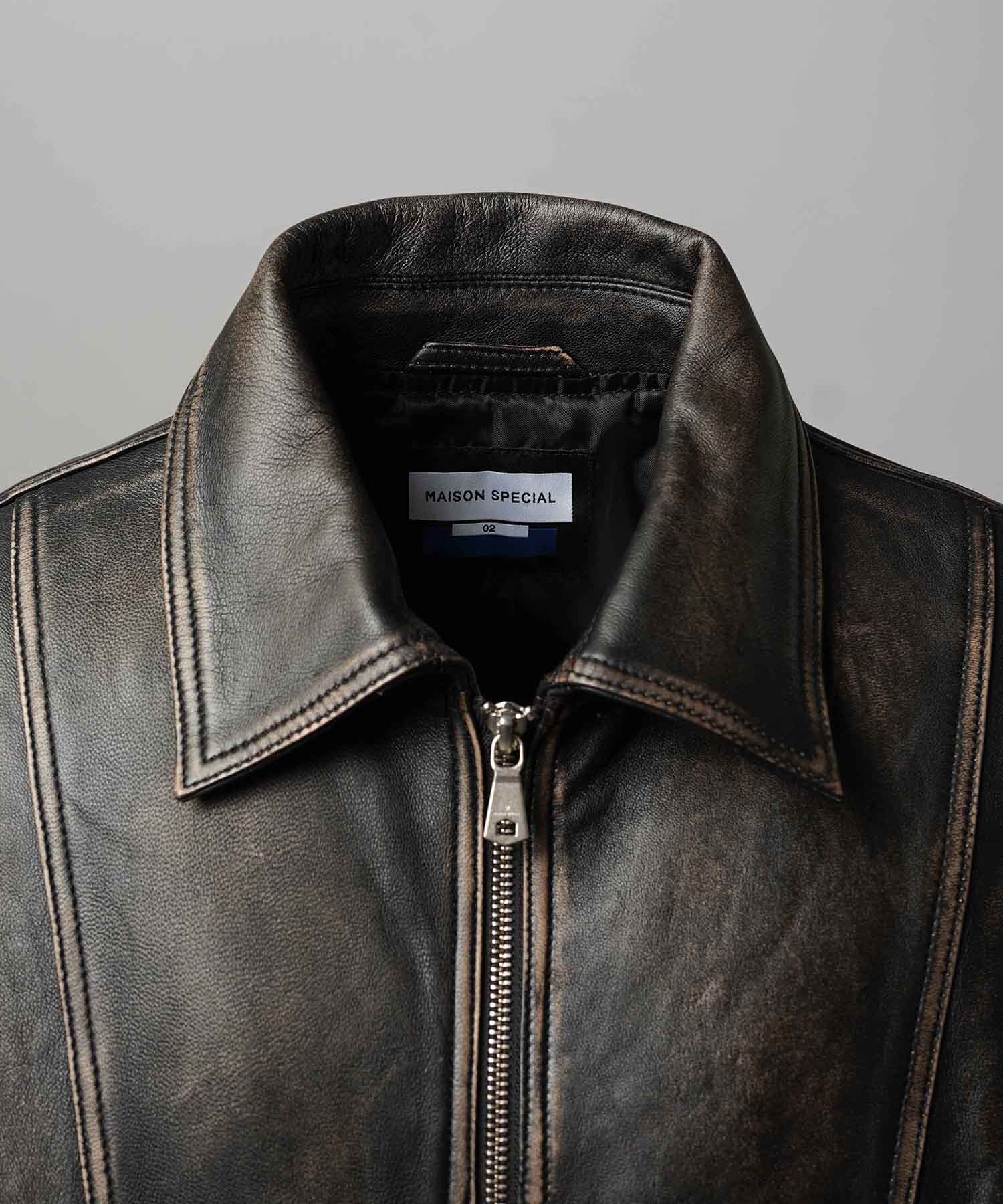 Sheep Leather Single Collard Blouson
