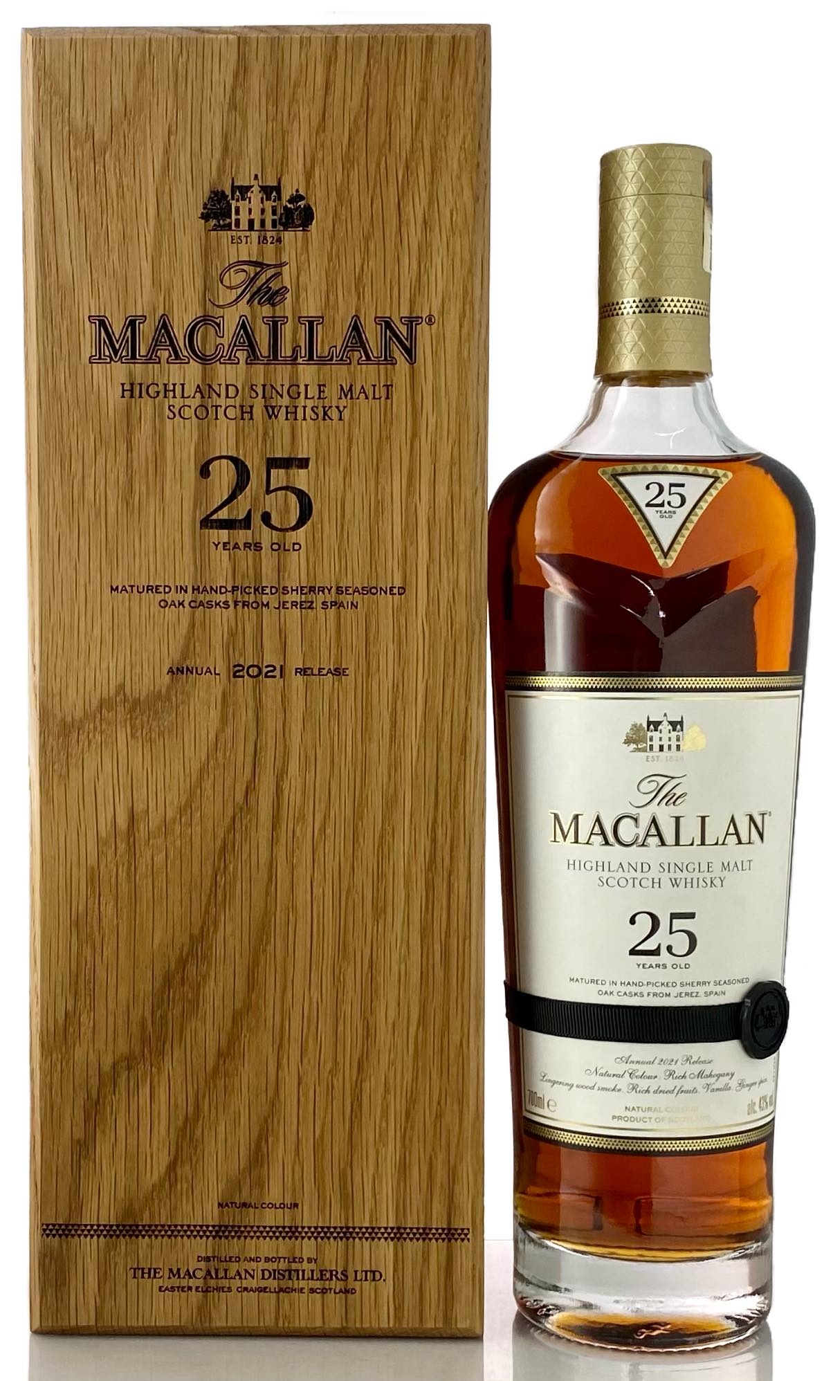 The Macallan 25年 シングルモルトウイスキー 空瓶 木箱付き