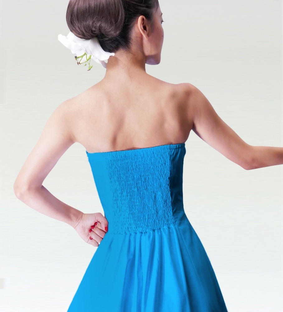 フラダンスムームー ストラップレスロングドレス ライトブルー 2550lbl