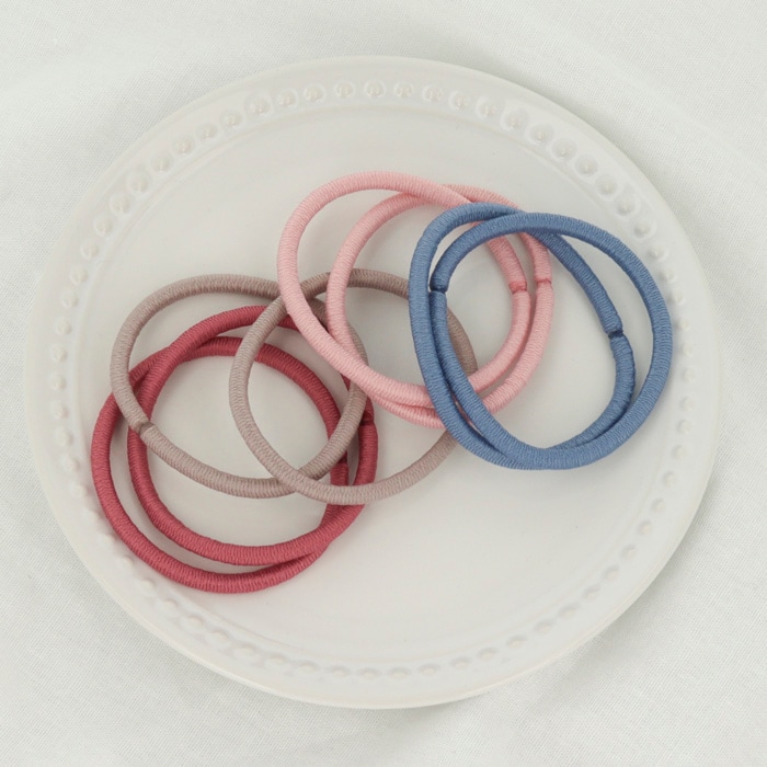 残りわずか】ヘアゴム 8本セット 無地 太ゴム ニュアンスカラー | ヘア