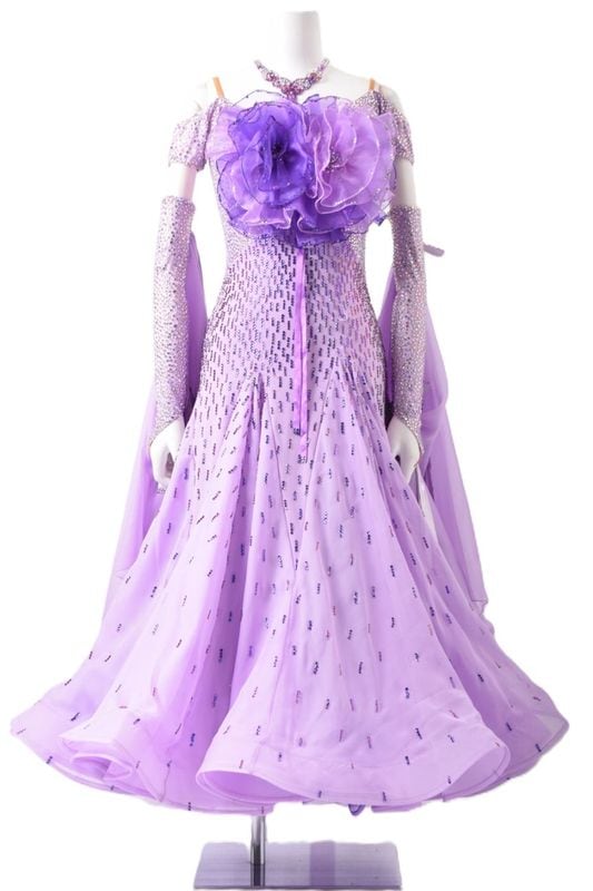 スタンダードドレス WS0668D ライラック/パープル S 社交ダンス モダン