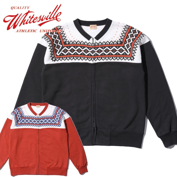 WHITESVILLE（ホワイツビル）】 SNOW PATTERN ZIP SWEAT SHIRT MADE IN