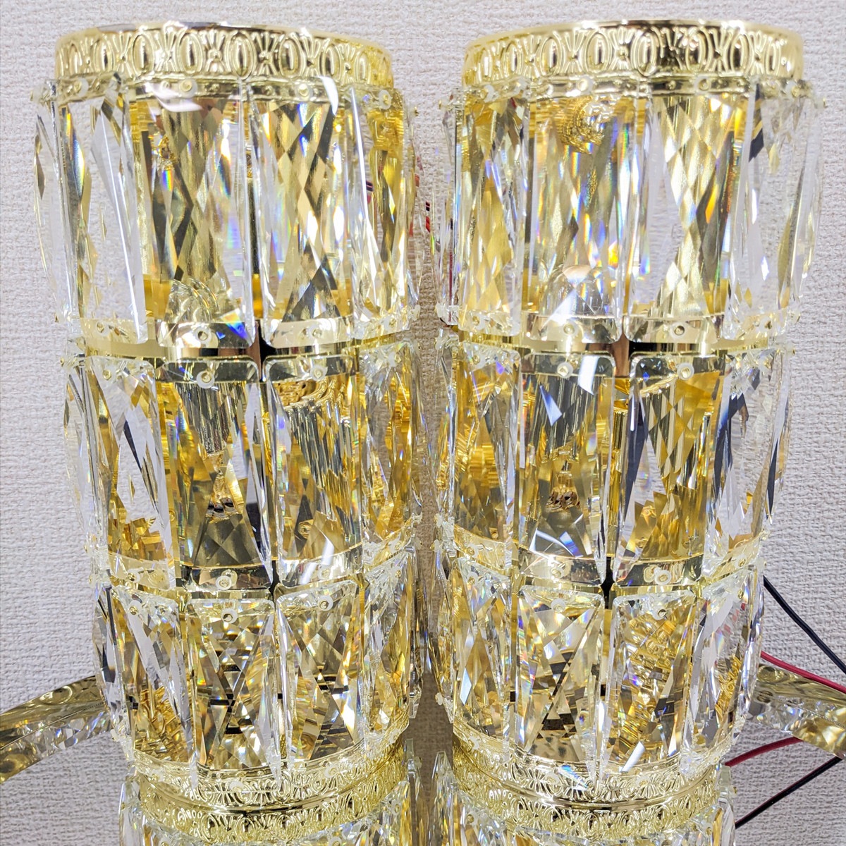 壁掛 シャンデリア 2個セット BA15S口金仕様 ゴールドメッキ 24面角