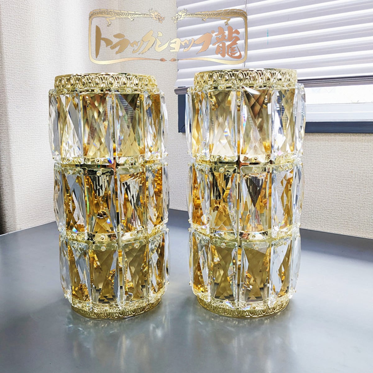 壁掛 シャンデリア 2個セット BA15S口金仕様 ゴールドメッキ 24面角