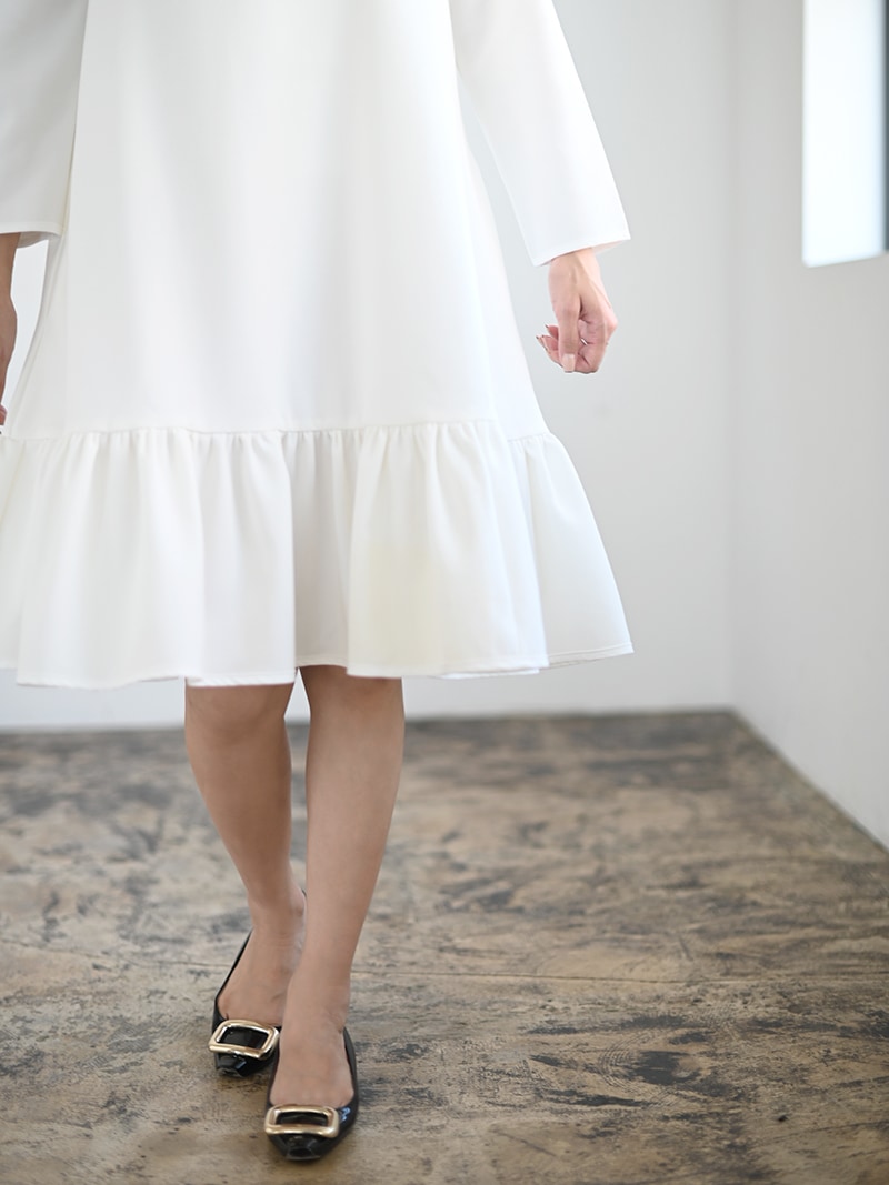 裾フリルフレアワンピース～長袖（short） | New Arrival