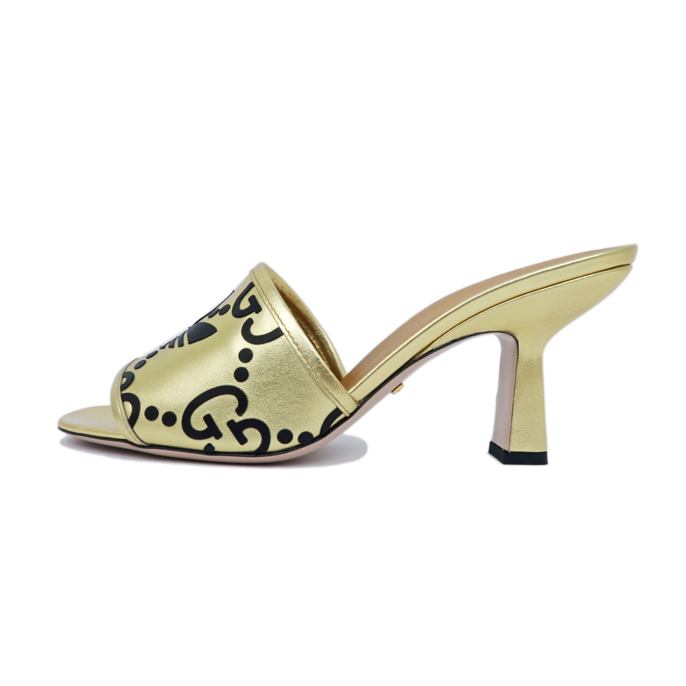 名東】【GUCCI】グッチ アディダス コラボ サンダル ゴールド ブラック