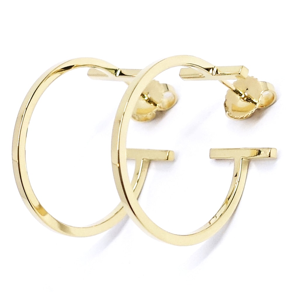 栄】【TIFFANY】ティファニー K18YG Tワイヤー フープ ピアス