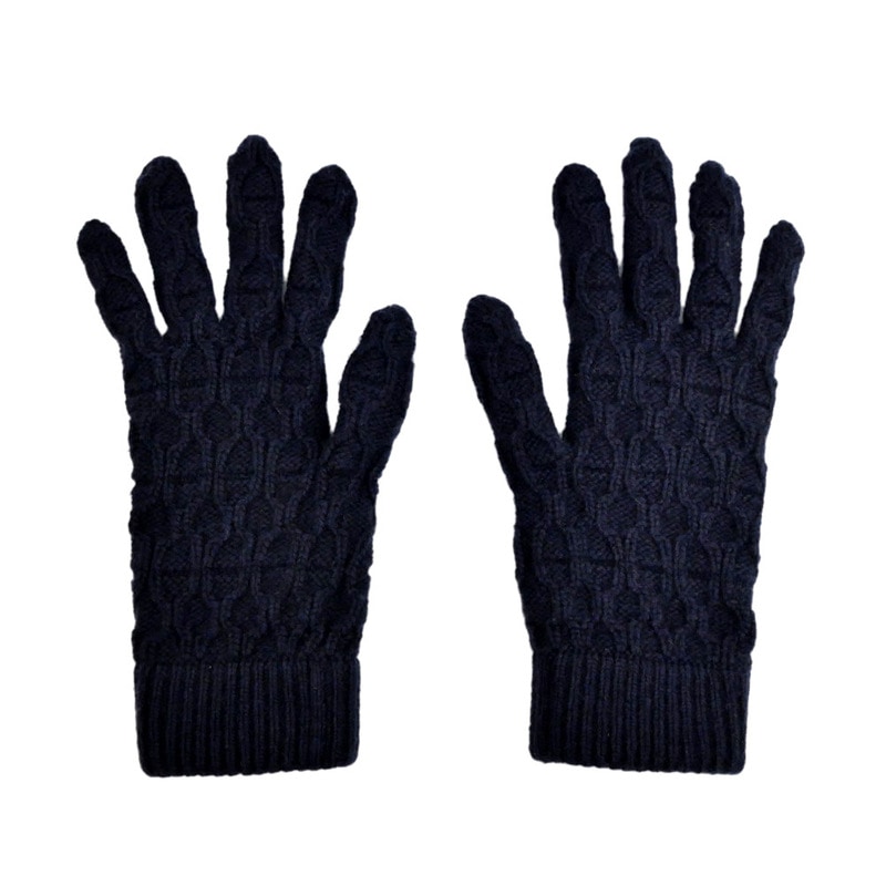 名東】【HERMES】エルメス 手袋 トリ マイヨン グローブ ネイビー M