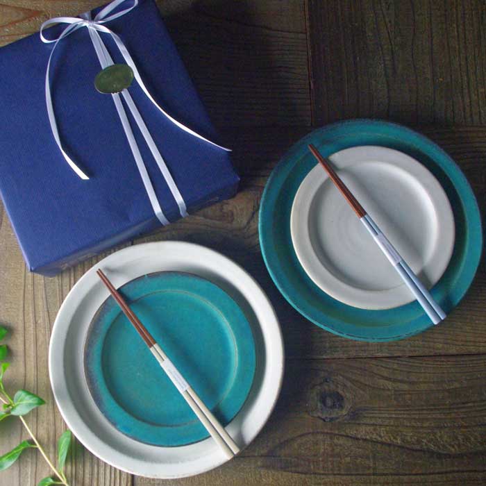 益子焼 プレートギフト＆カトラリーセット【ラッピングつき/お箸2膳