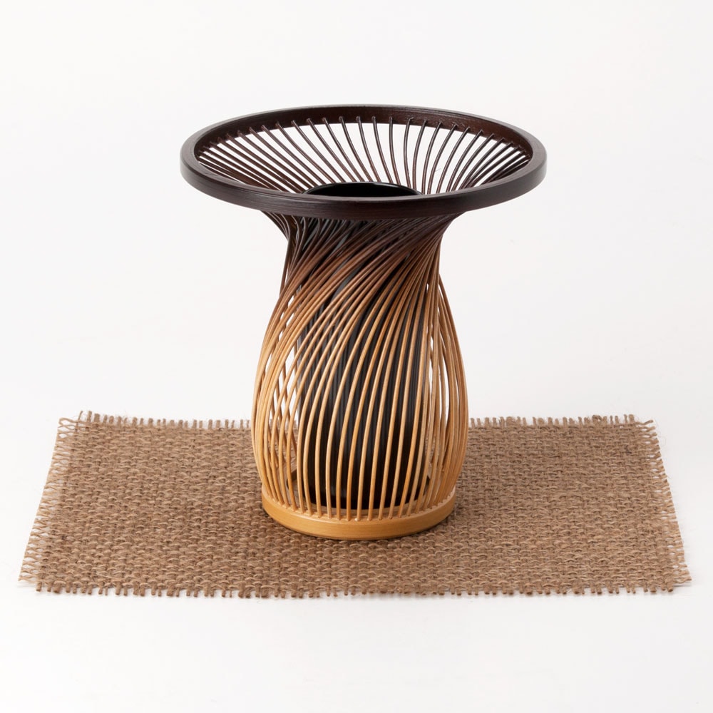 駿河竹千筋細工 花器 登龍 静岡県伝統工芸品 伝統工芸士・大村竹心坊