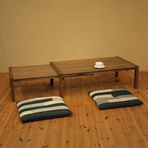 ローテーブル 幅120cm～幅212cm ウォールナット材 伸縮式ダイニング