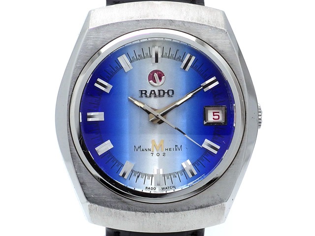 ラドー マンハイム 702 9面カットガラス 自動巻 OH済 1970年代 Rado