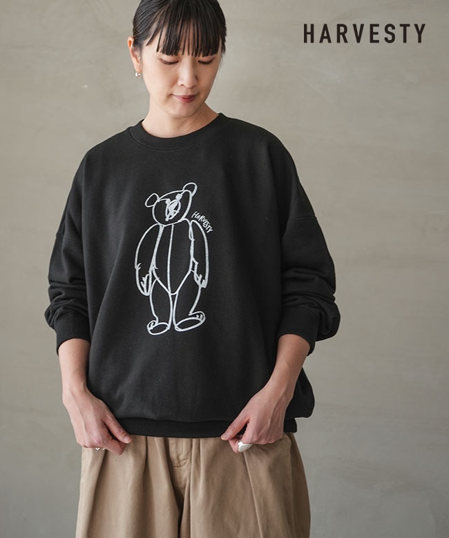 A52523]HARVESTY(ハーベスティ)PRINTED SWEATSHIRTプリント スウェット