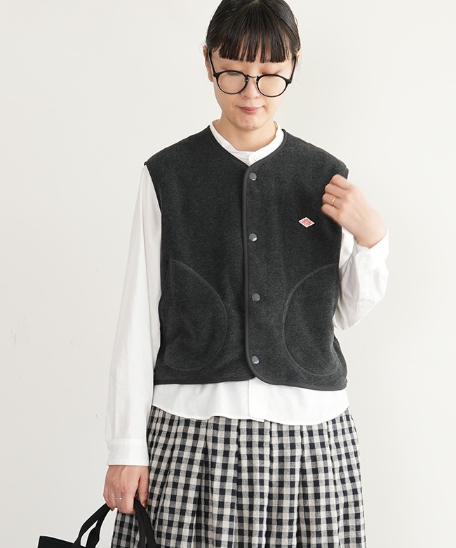 ◇[DT-A0521] DANTON(ダントン)フリース カラーレスベスト WOMEN