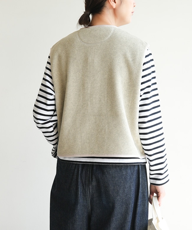◇[DT-A0521] DANTON(ダントン)フリース カラーレスベスト WOMEN