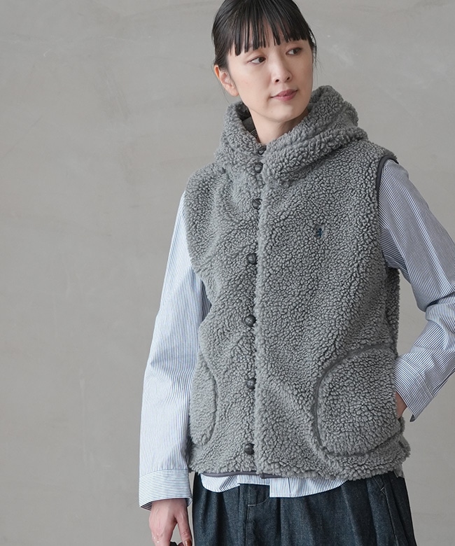 J-1069BOA]Gymphlex(ジムフレックス) BOA HOODED VEST ボアフーデッド