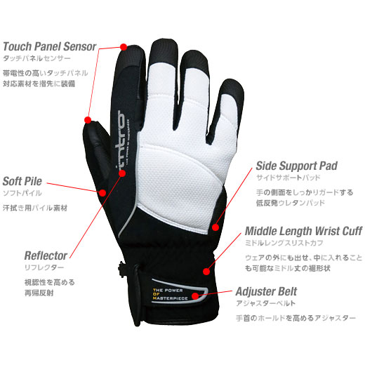 イントロ スティンガー5 ブラック ブルベ専用 フルフィンガーグローブ