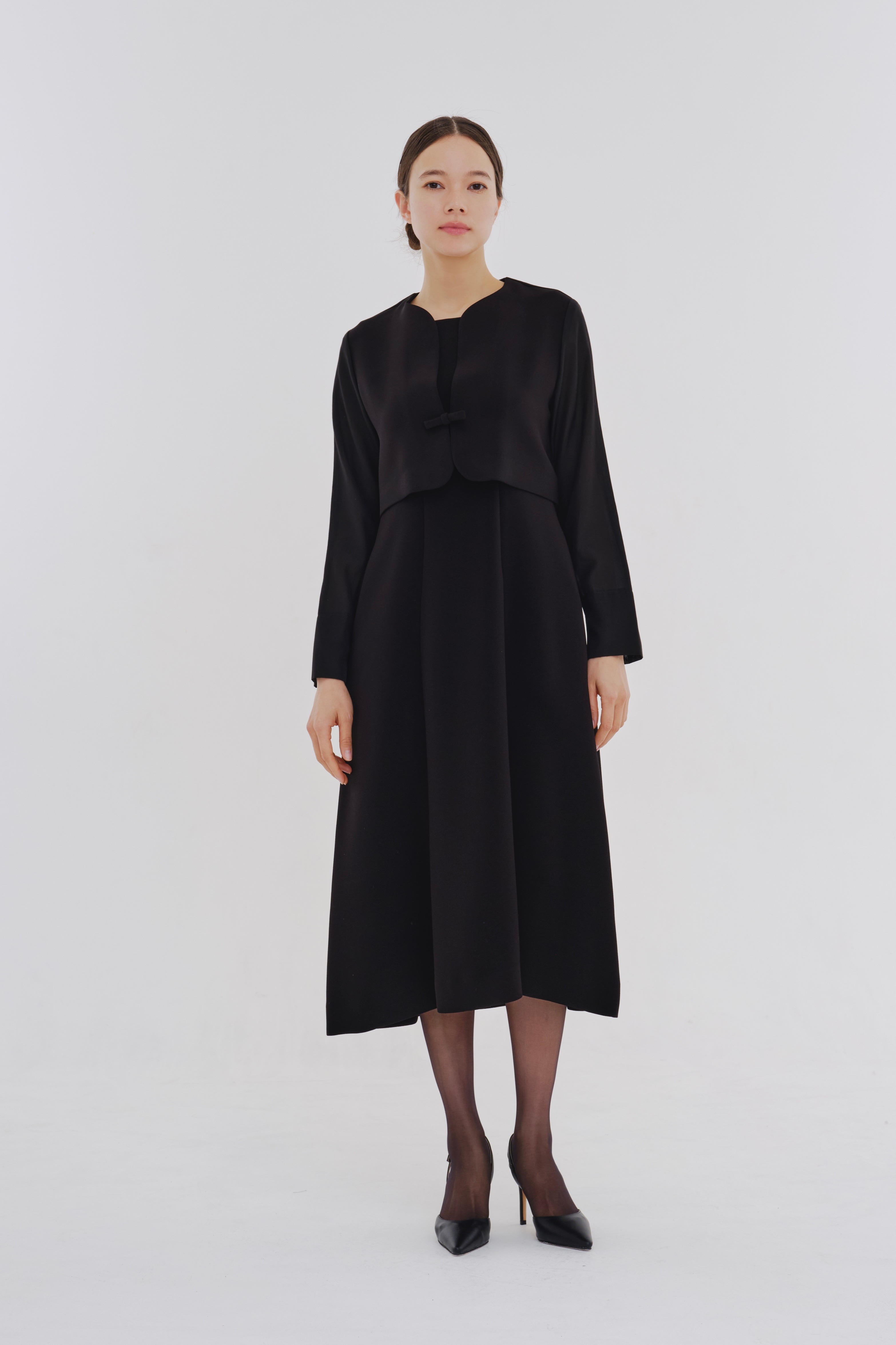 yoriヨリランダムティアードショートドレス完売ブラック黒ワンピース