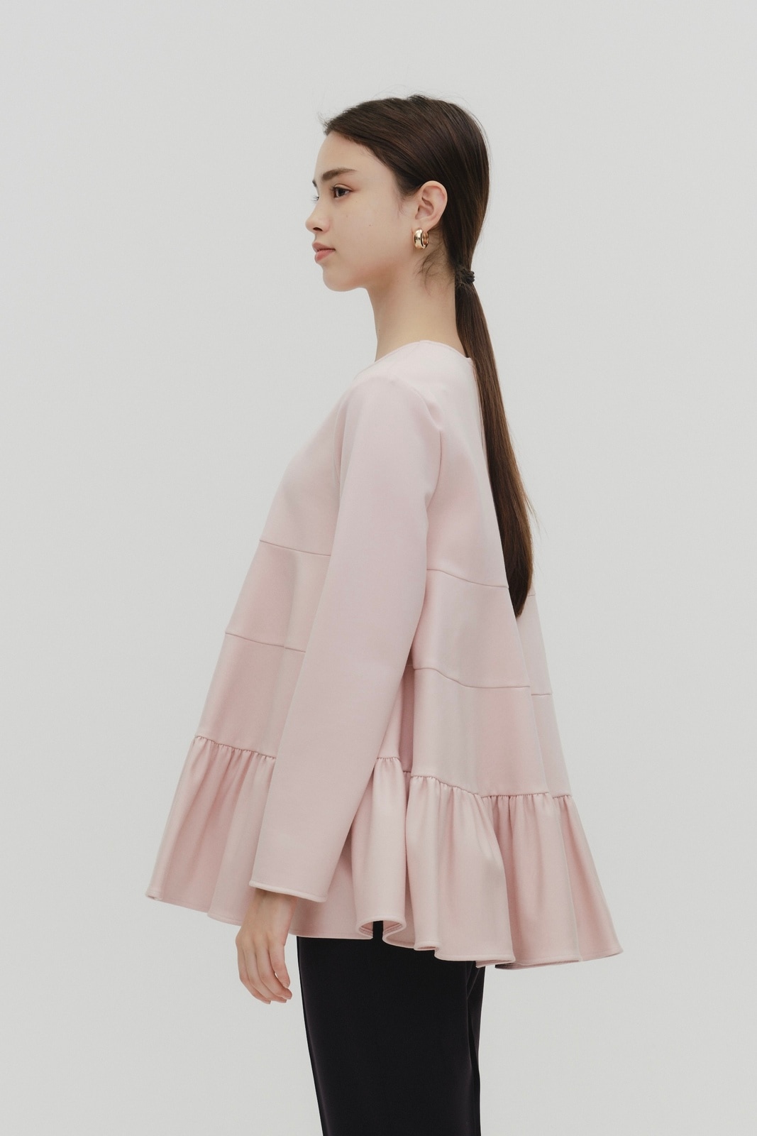 yori ぬくぬくティアードフリル裏起毛 トップス yori ぬくぬく