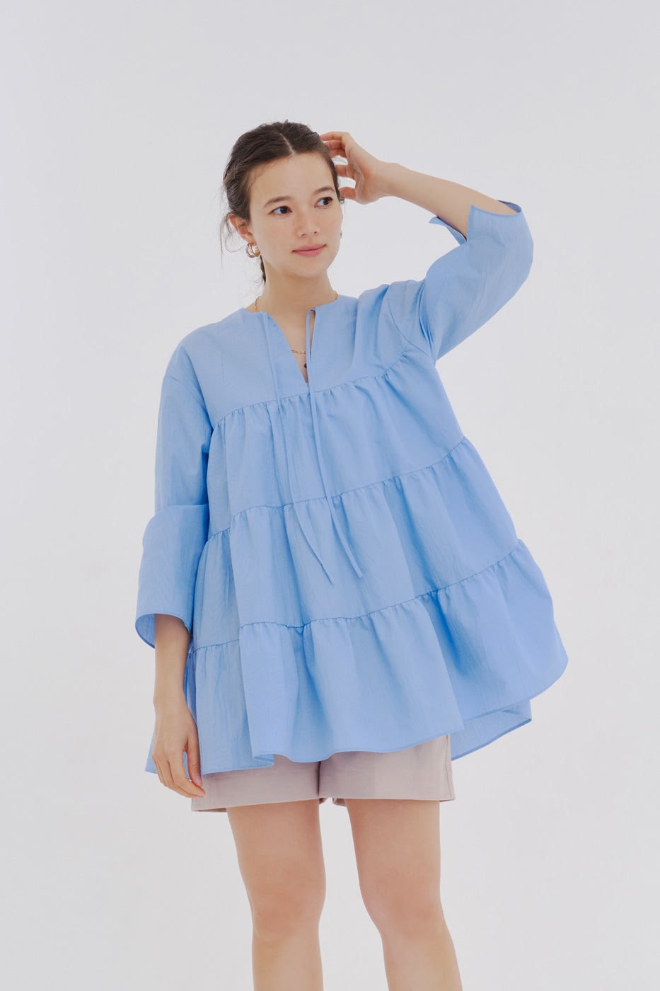 yori ストライプティアードチュニック【2024SM】