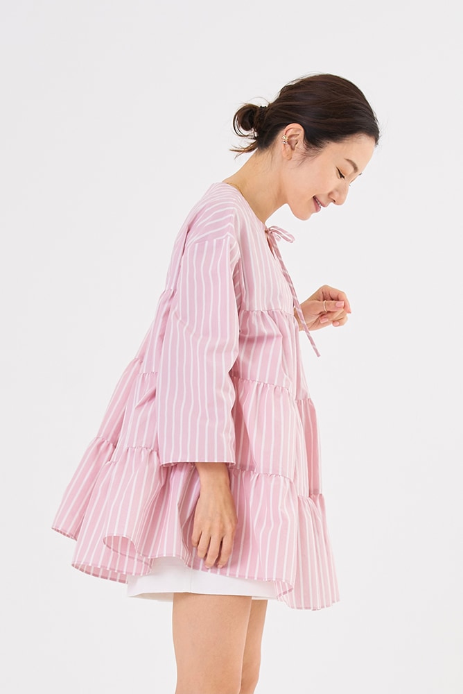 yori ストライプティアードチュニック【2024SM】