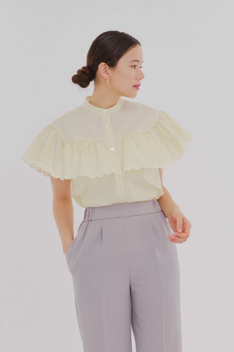 yori スカラップスリーブブラウス【2024SM】 36 ネイビー yori 2024SM