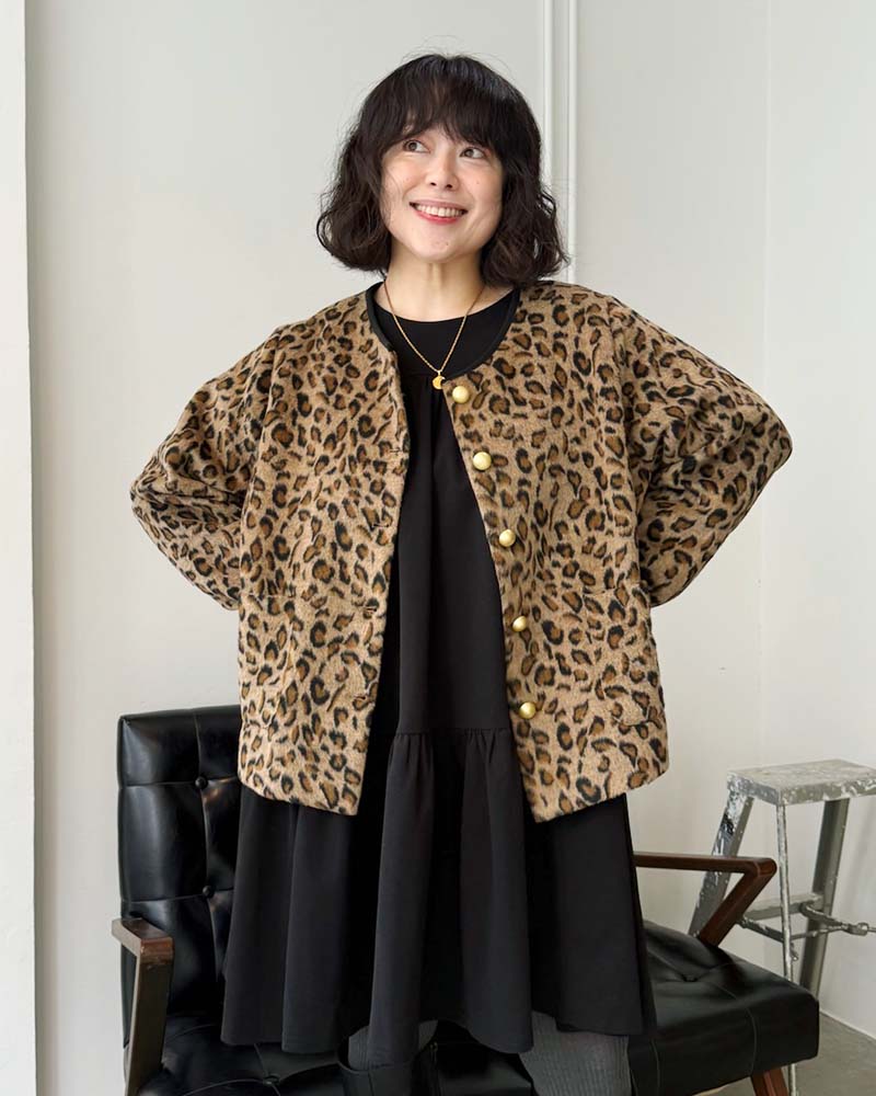 otostyle】レオパード柄シャギーノーカラーブルゾン | OUTER | 元町