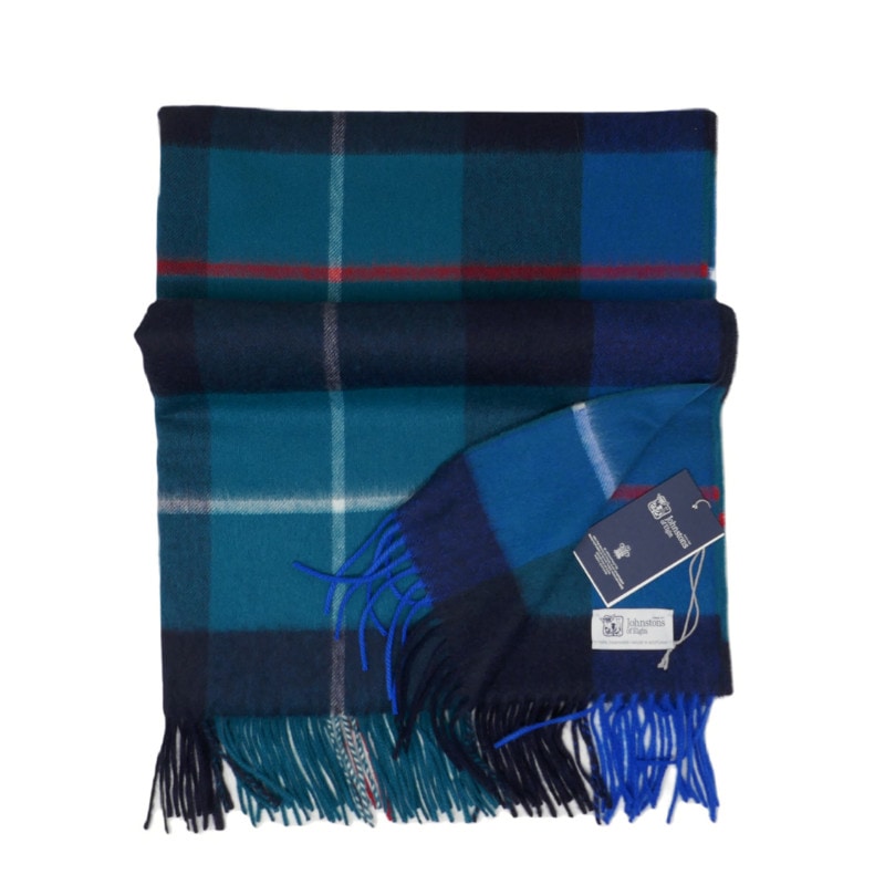【値下げ】johnstons 大判ストール　ブルー Johnstons of Elgin/ <br>ジョンストンズ・オブ・エルガン <br>大判