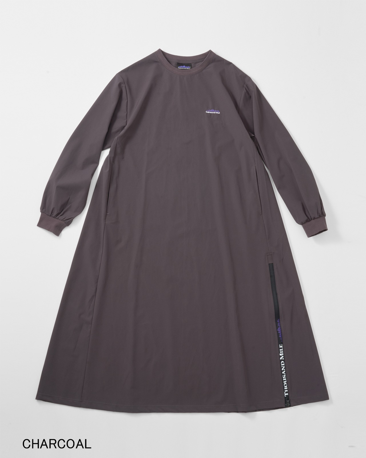 L's】LONG SLEEVE OP NYLON・POLYURETHANE/ロングスリーブワンピース