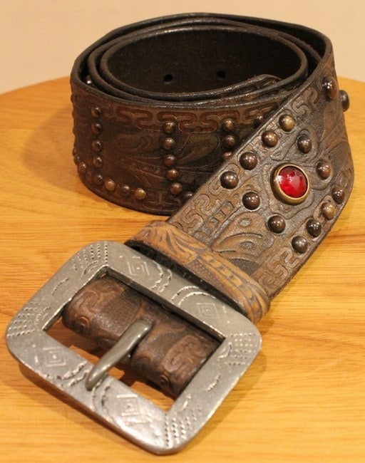 RRL / ダブルアールエル フラワー型押し スタッズ 装飾 レザーベルト