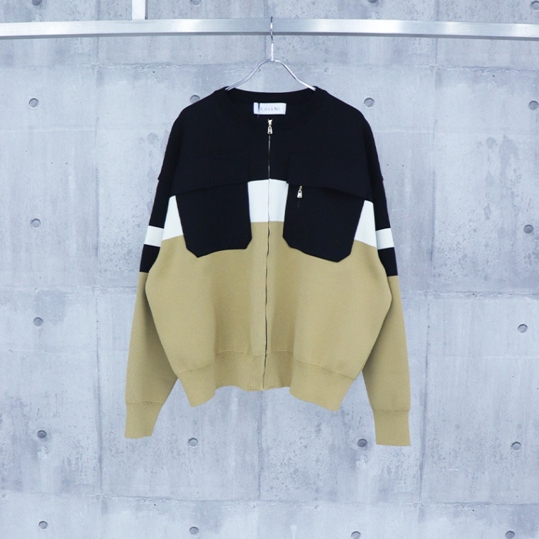 CULLNI / CU Big Pocket Zip Up Collar Less Knit Jacket | すべての