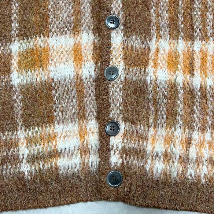 60'S ARENA Check Mohair Cardigan BROWN/L 60年代 チェック柄 モヘア